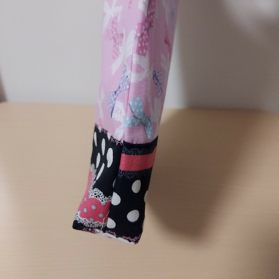 りぼん柄　上靴入れ(大きめ)　ハンドメイド キッズ/ベビー/マタニティのこども用バッグ(シューズバッグ)の商品写真