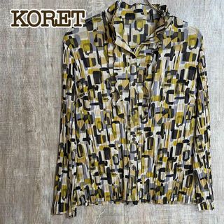 KORET コレット　レナウンルック　ブラウス　ベージュ×ブラウン×グレー総柄(シャツ/ブラウス(長袖/七分))