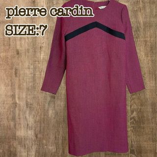 ピエールカルダン(pierre cardin)のpierre cardin ピエールカルダン　ワンピース　ピンク×黒　毛　7(ひざ丈ワンピース)