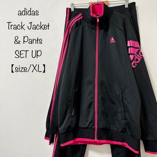 アディダス(adidas)のadidas/アディダス★ジャージ★セットアップ★ブラック/黒×ピンク★XL(ジャージ)