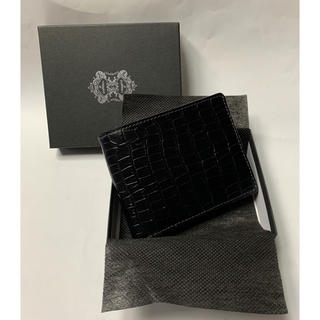 オロビアンコ(Orobianco)の未使用保管品オロビアンコ メンズ二つ折り財布クロコ型押しブラック×パープル黒紫(折り財布)