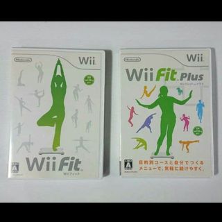 ウィー(Wii)のWii Fit plus フィット 2本セット ソフト、解説書、ケース付き(家庭用ゲームソフト)