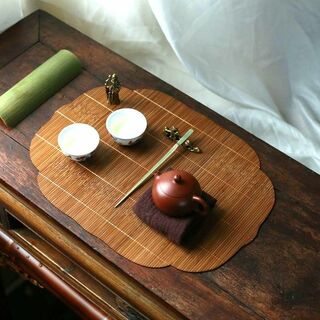 竹のプレイスマット シノワズリ 折敷 モダン ランチョンマット お茶会 茶道(テーブル用品)