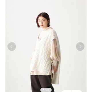 ユナイテッドアローズ(UNITED ARROWS)のCITEN  シテン  ロングベスト ジレ　ケーブル　リボン　ホワイト(ベスト/ジレ)