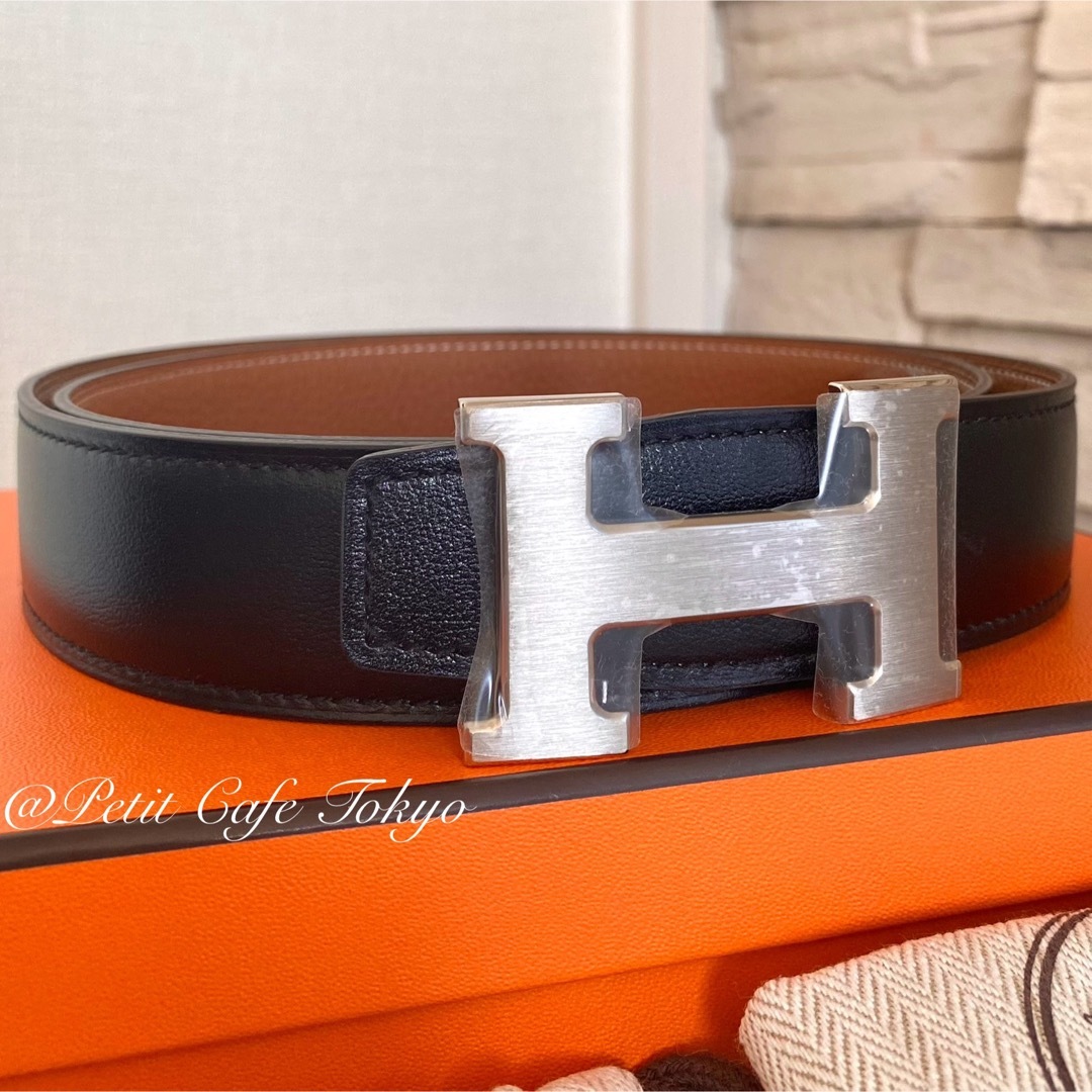 Hermes(エルメス)の【新品・未使用】 HERMESベルト　32mm リバーシブル　ブラック×ブラウン レディースのファッション小物(ベルト)の商品写真