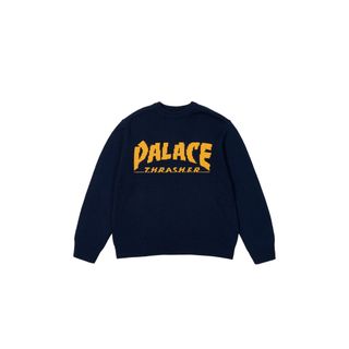 パレス(PALACE)のPALACE SKATEBOARDS THRASHER KNIT 紺 XL(ニット/セーター)