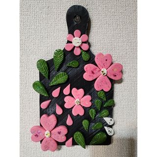 インテリア　桜　テクスチャーアート　ミクストメディア　アクリル画　花の絵(置物)