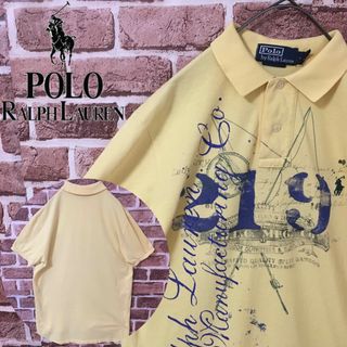 ポロラルフローレン(POLO RALPH LAUREN)の【Sサイズ】ポロバイラルフローレン☆刺繍ロゴ　デカロゴ　ポロシャツ　イエロー(ポロシャツ)