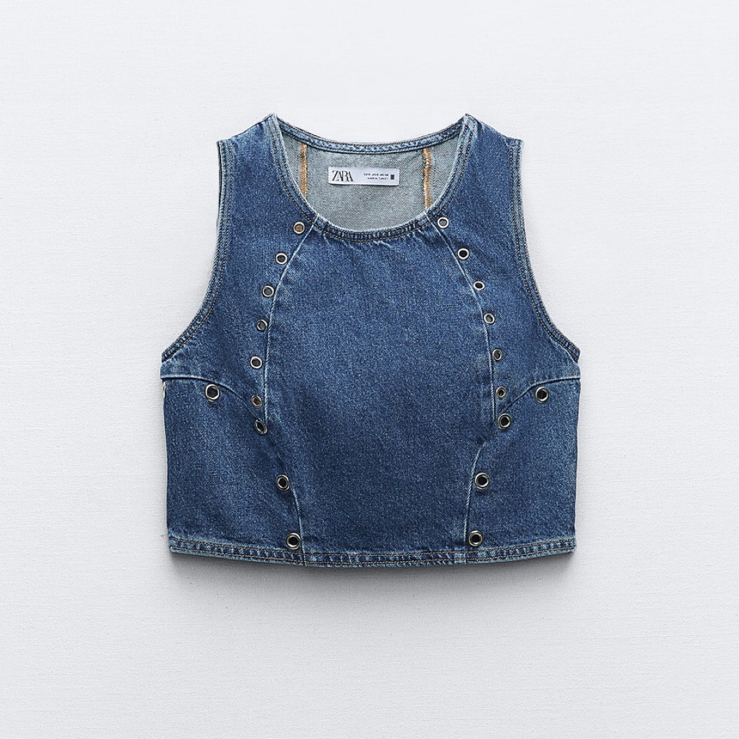 ZARA(ザラ)のZ1975 グロメットデニムトップス レディースのトップス(タンクトップ)の商品写真