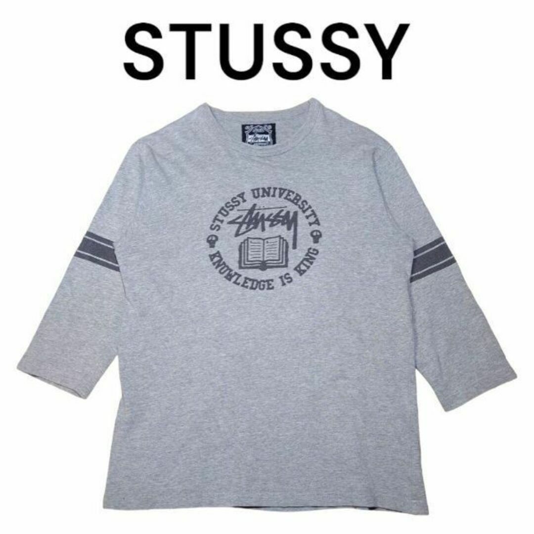 STUSSY(ステューシー)のSTUSSY　ストックロゴ　ビッグプリント　九分丈　ロンT　ステューシー　古着 メンズのトップス(Tシャツ/カットソー(七分/長袖))の商品写真