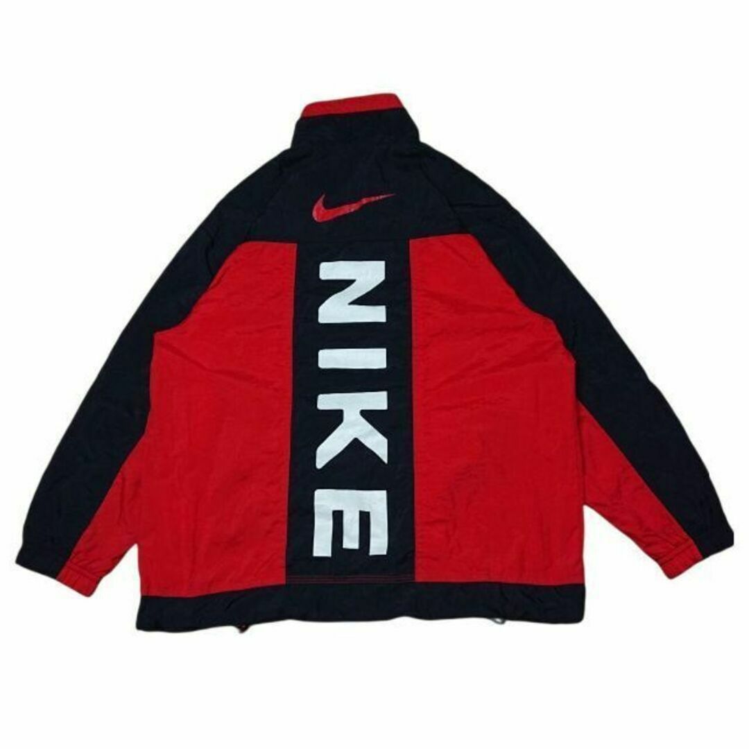 NIKE(ナイキ)の90s NIKE 白タグ ナイロンジャケット ビッグプリント 古着 ブルズカラー メンズのジャケット/アウター(ナイロンジャケット)の商品写真