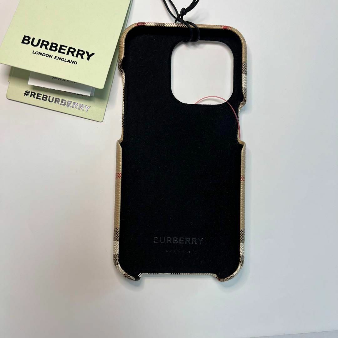 BURBERRY(バーバリー)のBurberry チェック＆レザー iPhone14Pro ケース スマホ/家電/カメラのスマホアクセサリー(iPhoneケース)の商品写真