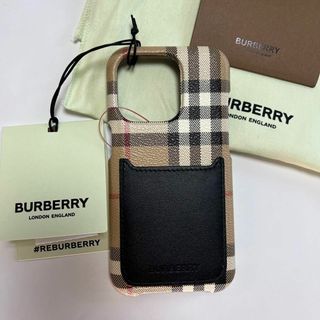 Burberry チェック＆レザー iPhone14Pro ケース