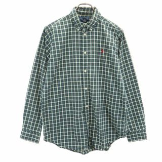 ラルフローレン(Ralph Lauren)のラルフローレン チェック 長袖 ボタンダウンシャツ XL グリーン系 RALPH LAUREN キッズ 古着 【240224】(ブラウス)