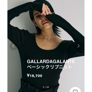 ガリャルダガランテ(GALLARDA GALANTE)の定価18,700円 GALLARDAGALANTE 絹 ベーシックリブニット美品(カットソー(長袖/七分))