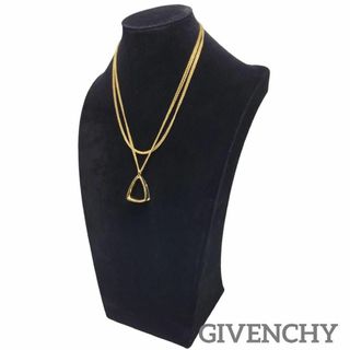 ジバンシィ(GIVENCHY)の【美品】GIVENCHY 2連  ロングネックレス トライアングル ゴールド(ネックレス)