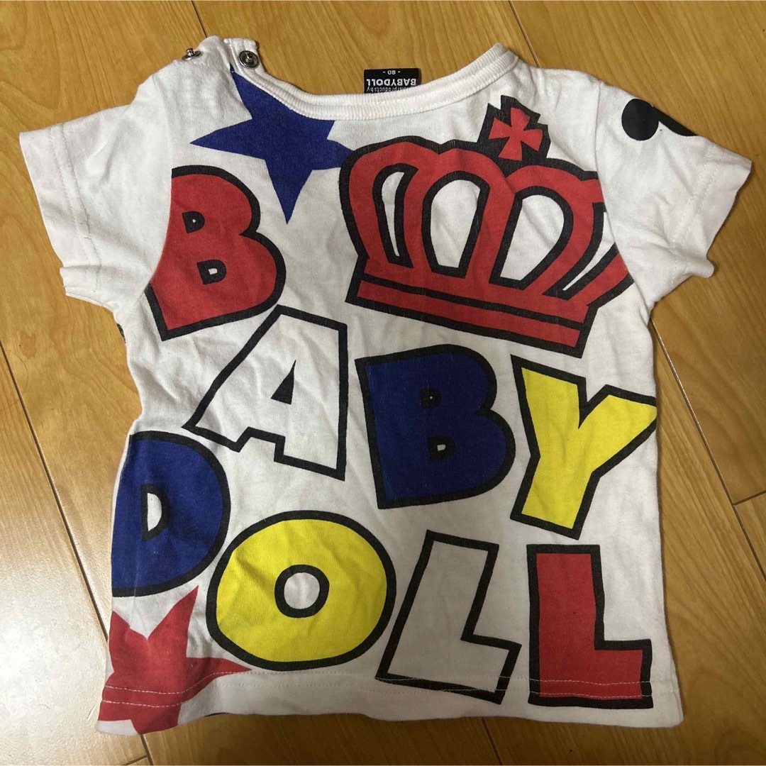 BABYDOLL(ベビードール)の訳あり　baby doll ミッキー柄　半袖　ティシャ80㎝ キッズ/ベビー/マタニティのベビー服(~85cm)(Ｔシャツ)の商品写真