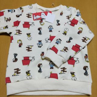 スヌーピー(SNOOPY)の新品PEANUTSスヌーピー裏起毛トレーナー100総柄(Tシャツ/カットソー)