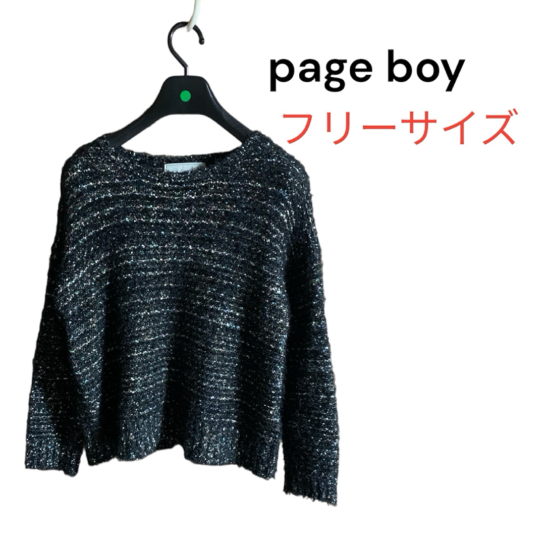 PAGEBOY(ページボーイ)の【page boy】ページボーイ　ツイード風ニット　セーター　ショート丈　フリー レディースのトップス(ニット/セーター)の商品写真