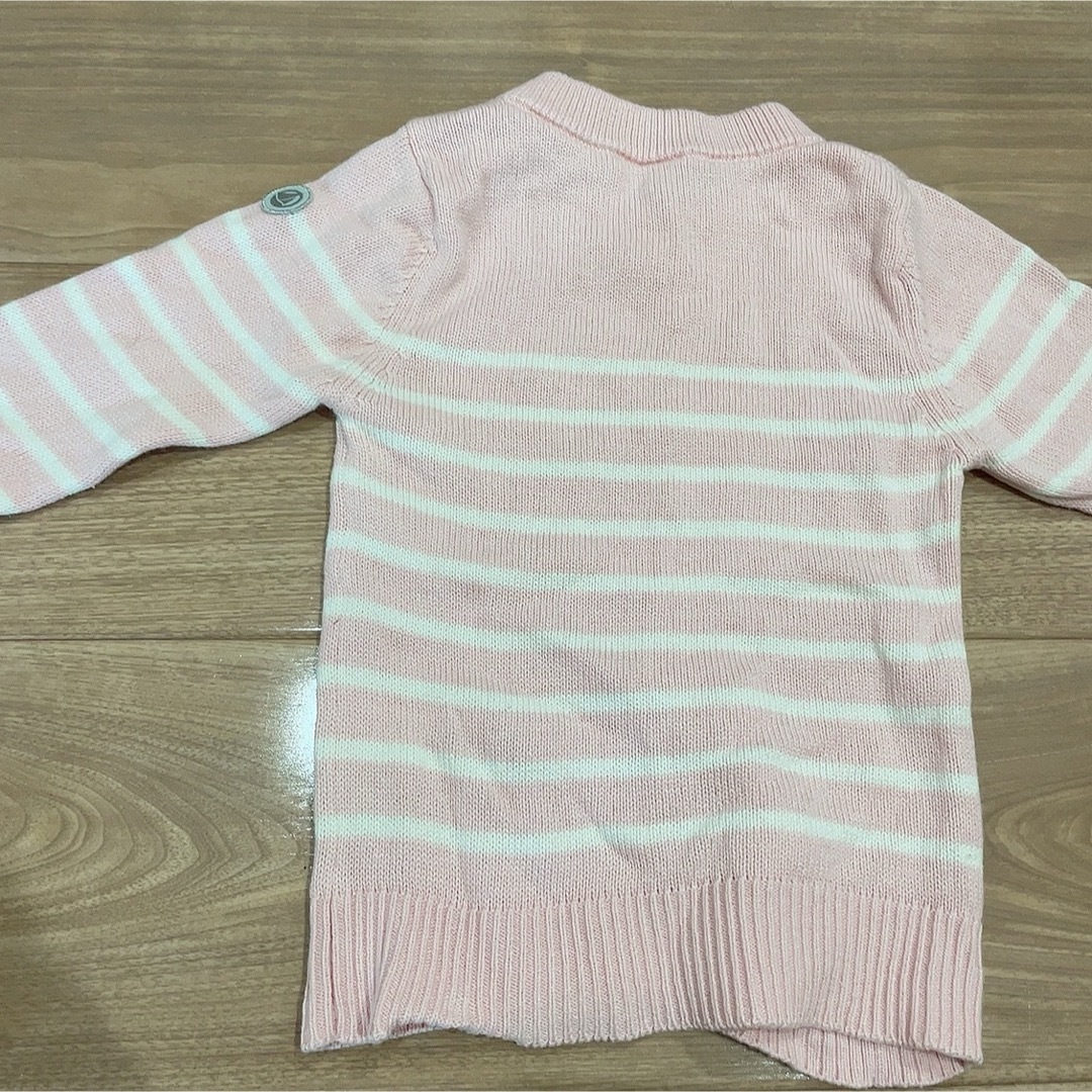 PETIT BATEAU(プチバトー)のマリニエール肩ボタンニットプルオーバー キッズ/ベビー/マタニティのキッズ服女の子用(90cm~)(ニット)の商品写真