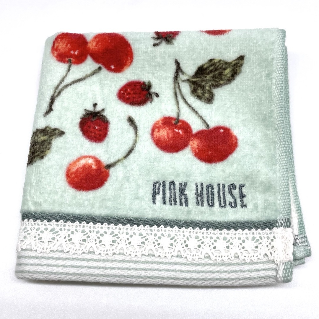 PINK HOUSE(ピンクハウス)のピンクハウス　ハンカチタオル　3枚セット　新品　サンプル品　赤　白　グリーン レディースのファッション小物(ハンカチ)の商品写真