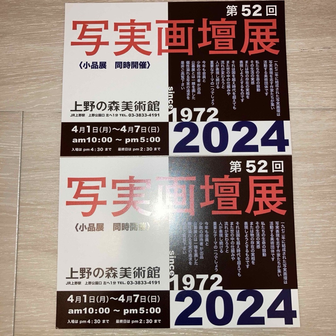 写実画壇展　上野の森美術館　チケット チケットの施設利用券(美術館/博物館)の商品写真