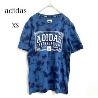 アディダス(adidas)のadidas スポーツ ロゴ タイダイ柄  小さめサイズ 青  半袖  Tシャツ(Tシャツ/カットソー(半袖/袖なし))