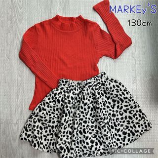 マーキーズ(MARKEY'S)のマーキーズ　リブニット　レッドオレンジ　130cm 　女の子(ニット)