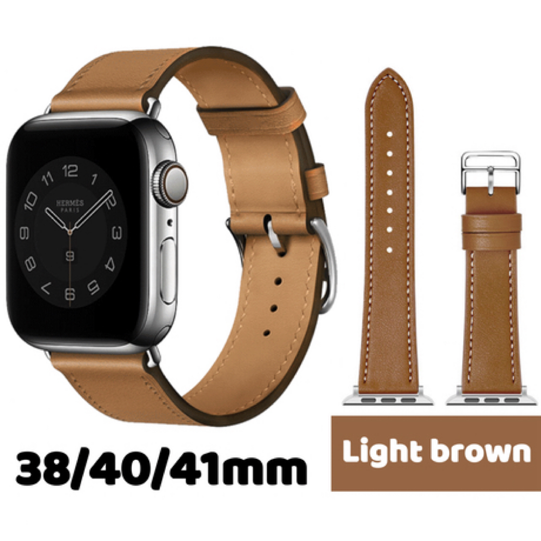 Apple Watch(アップルウォッチ)のApple Watch  バンド 合皮 38/40/41mm  ライトブラウン メンズの時計(レザーベルト)の商品写真