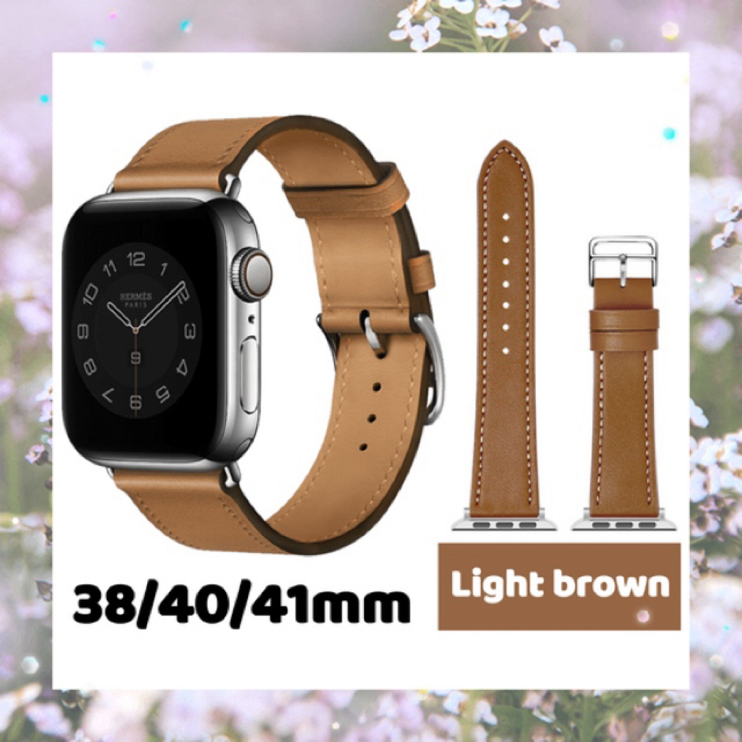 Apple Watch(アップルウォッチ)のApple Watch  バンド 合皮 38/40/41mm  ライトブラウン メンズの時計(レザーベルト)の商品写真