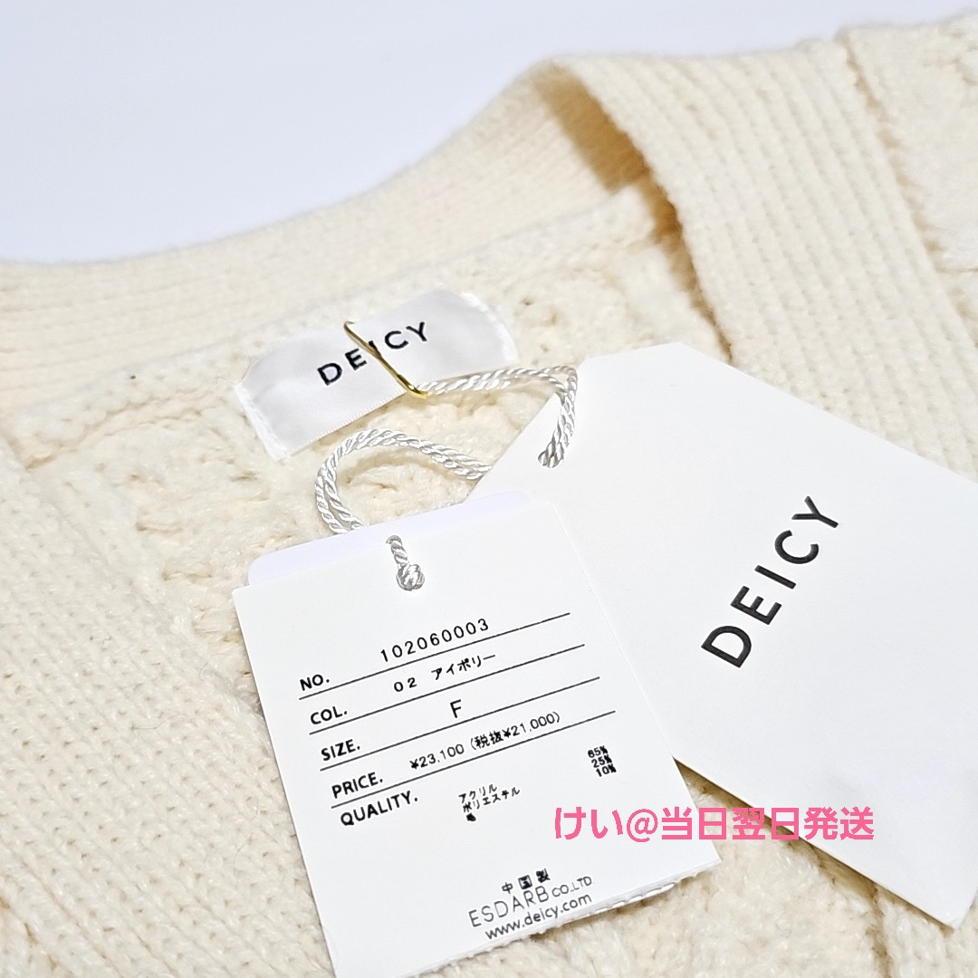 deicy(デイシー)の【新品 タグ】DEICY デイシー カットアウトケーブルカーディガン アイボリー レディースのトップス(カーディガン)の商品写真