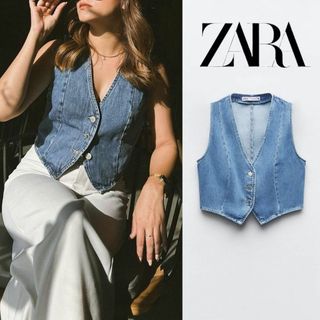 ザラ(ZARA)の8 ZARA Z1975 デニム クロップドベスト S(ベスト/ジレ)