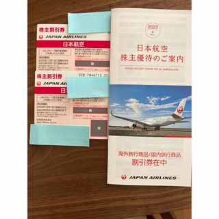 ジャル(ニホンコウクウ)(JAL(日本航空))のJAL株主優待　株主割引券2枚　海外国内旅行割引券1冊まとめ売り(航空券)