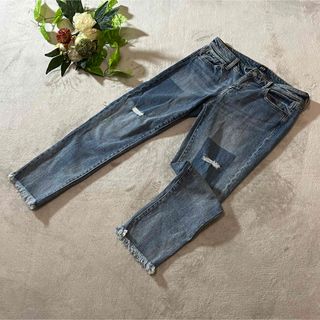 ギャップ(GAP)のギャップ GAP 【24】 ダメージ加工 フリンジ ローライズ デニムパンツ(デニム/ジーンズ)