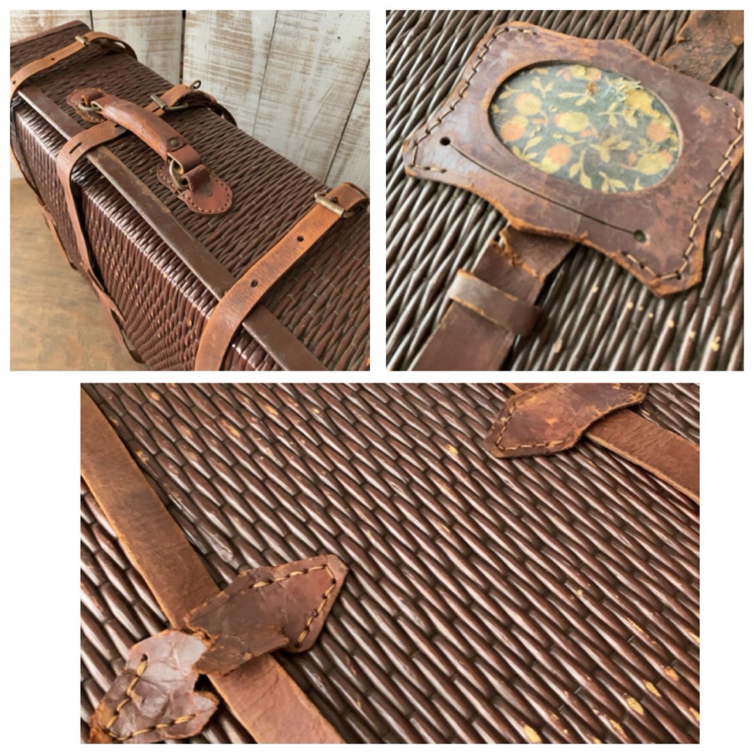 古道具 トランク 柳行李 レザー付きの通販 by リン's shopプロフ