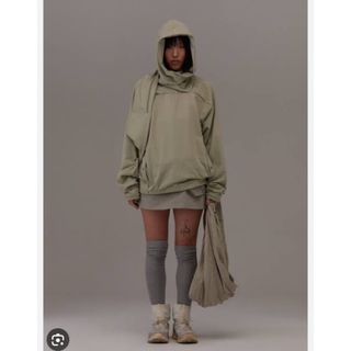 リックオウエンス(Rick Owens)のhyein seo scarf hoodie green(パーカー)