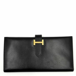 エルメス(Hermes)の【限定価格】HERMES エルメス 長財布 ベアン クラシック 二つ折り長財布 本革 ○Z刻印 レザー    ブラック 黒 ゴールド金具 レディース 1996年【中古品】(財布)