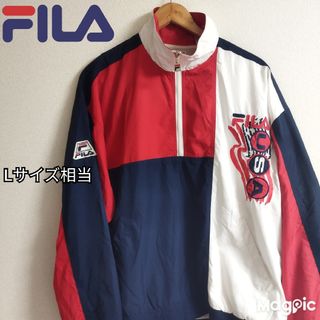 フィラ(FILA)のFILA フィラ ハーフジップ 刺繍ロゴ マルチカラー USA ナイロン(ナイロンジャケット)