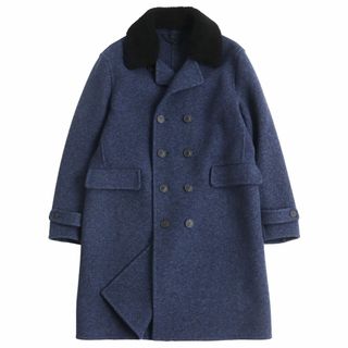 バーバリー(BURBERRY)の極美品△バーバリープロ―サム ファーストライン 襟ラムファー3種類・ロゴボタン付き ウールロングコート ネイビー 52 伊製 ガーメント付き(その他)