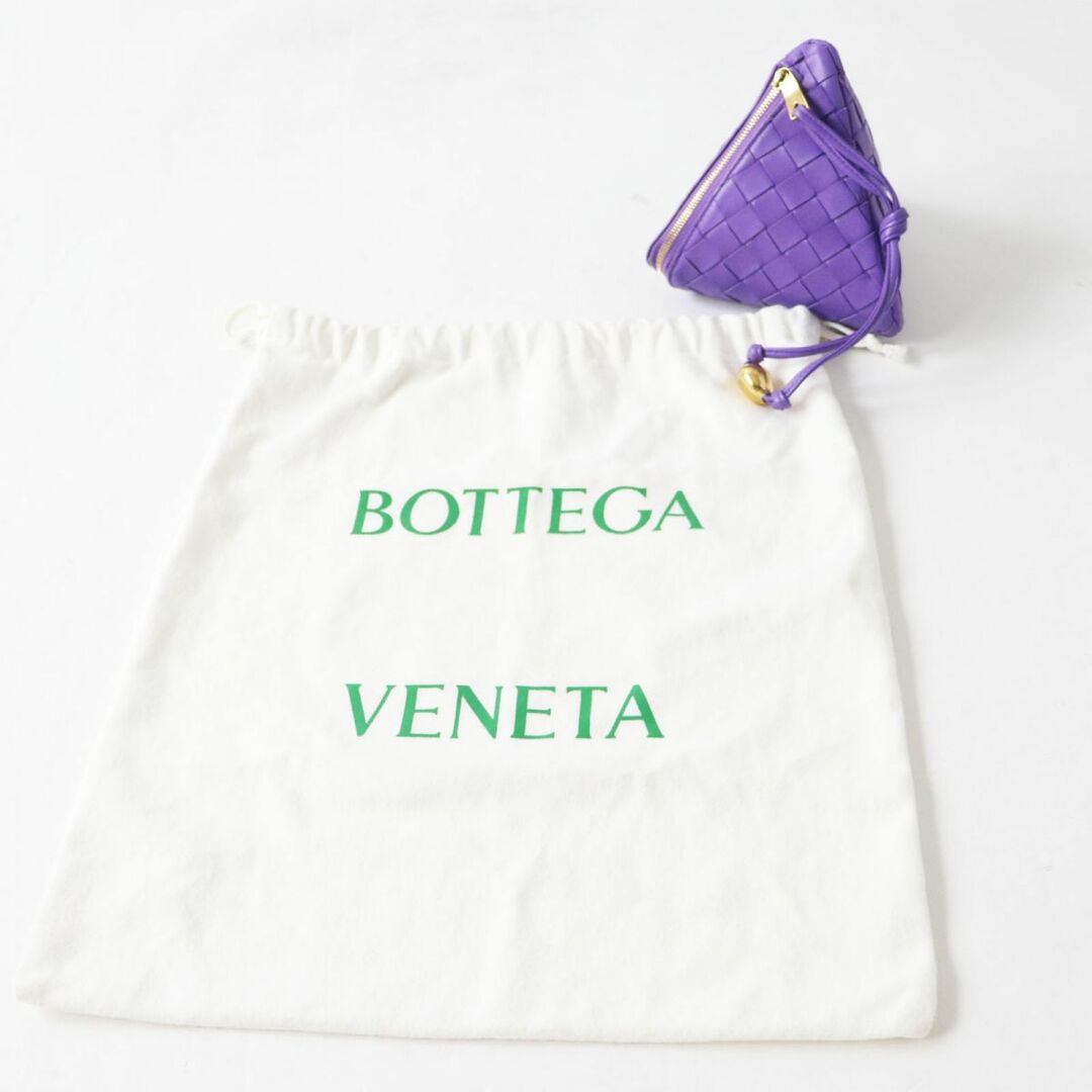 Bottega Veneta(ボッテガヴェネタ)の美品◎イタリア製 BOTTEGA VENETA ボッテガヴェネタ レディース イントレチャートレザー ピラミッド ポーチ／ミニバッグ 紫 保管袋付き レディースのファッション小物(ポーチ)の商品写真