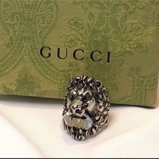 グッチ(Gucci)のGUCCI グッチ　シルバー　リング　ライオン　箱　袋付き　クリスタル(リング(指輪))