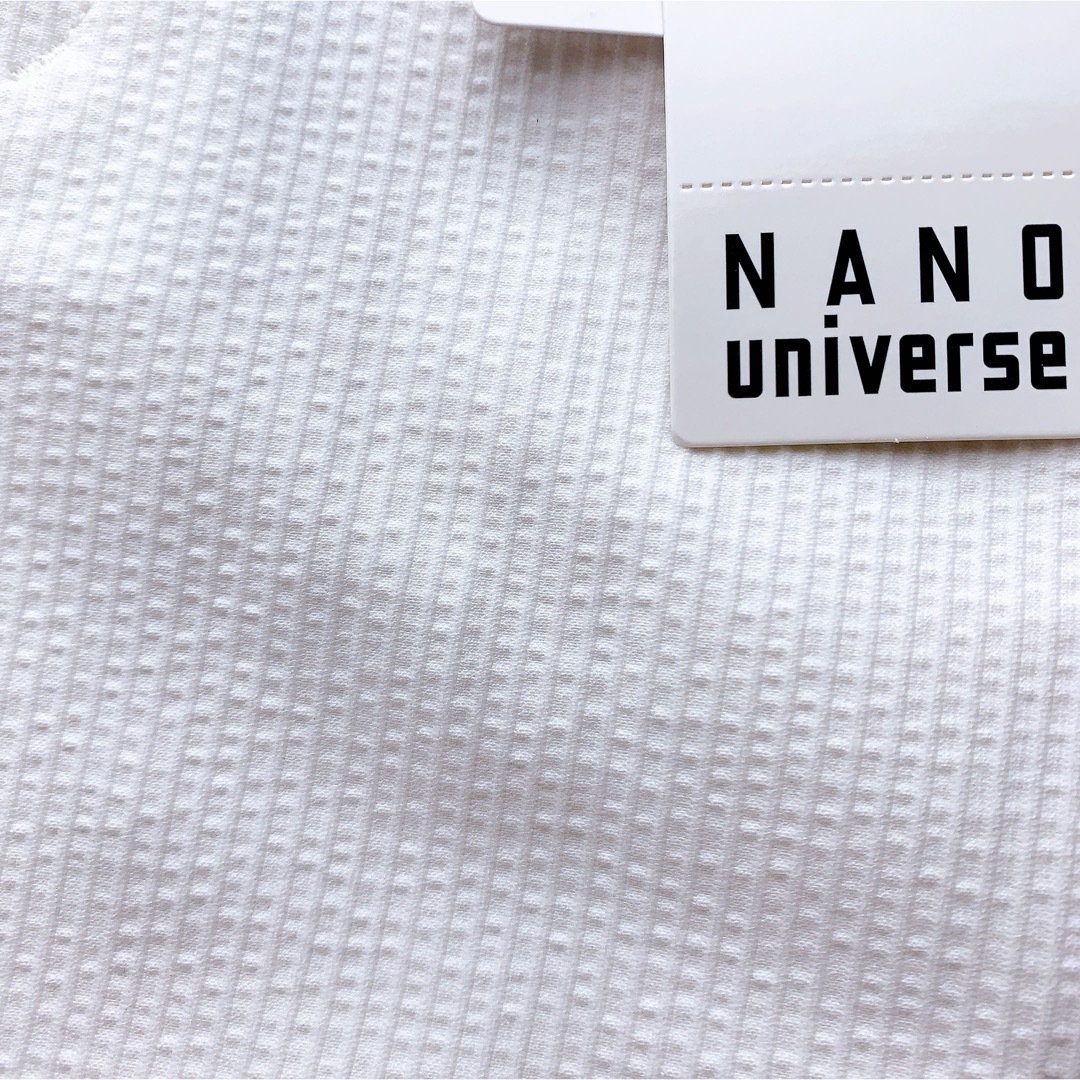 nano・universe(ナノユニバース)の新品　メンズ　ナノユニバース　ゴルフ　シアサッカーショーツ　ホワイト　XL スポーツ/アウトドアのゴルフ(ウエア)の商品写真