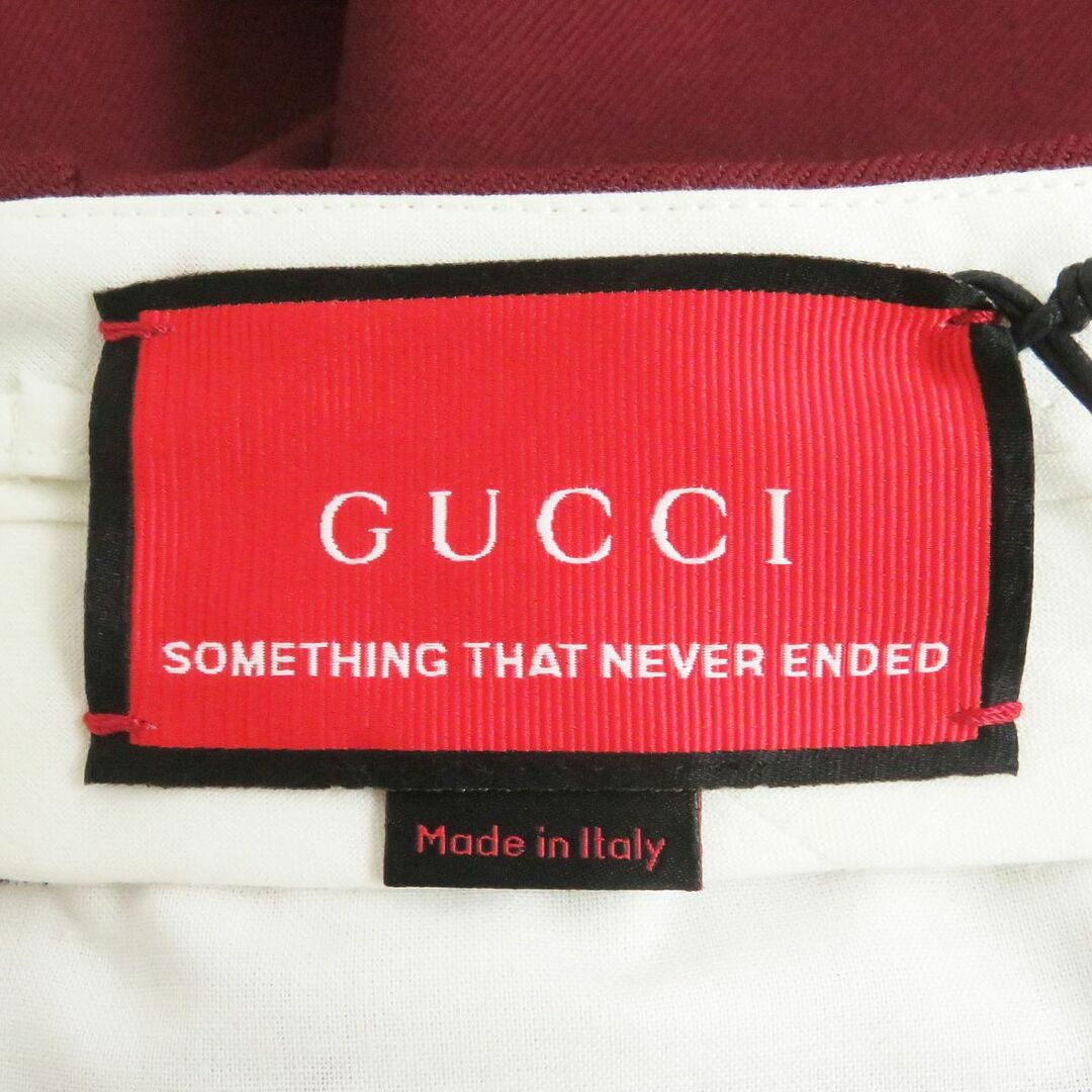 Gucci(グッチ)の未使用□21AW GUCCI/グッチ 662317 リ・エディション コットン100％ センタープレス スラックス/トラウザーズパンツ ボルドー 36 伊製 正規 メンズのパンツ(スラックス)の商品写真