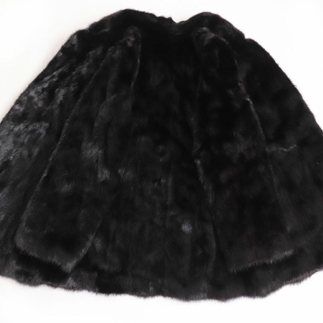 超特価セール開催！！ 美品☆MINK ミンク 裏地花柄刺繍入り 本毛皮コート ブラック 13 ジャケット・アウター