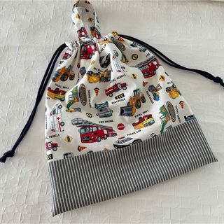 体操服入れ　車　30×35 体操着袋　お着替え袋　はたらく車　乗り物　働く車(その他)