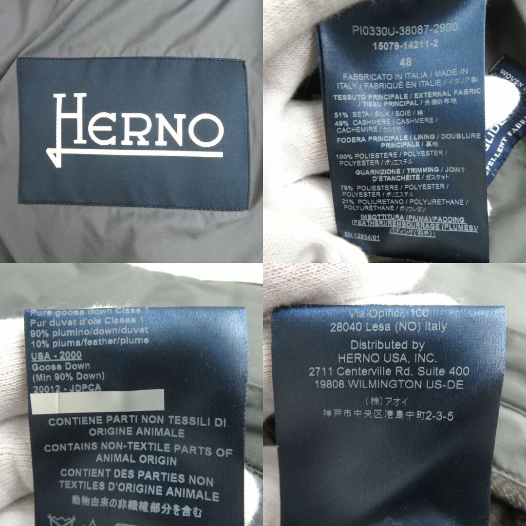 HERNO(ヘルノ)の美品△正規品 HERNO ヘルノ PI0330U PIACENZA社製生地使用 カシミヤ×シルク レイヤード風 ダウンジャケット ブラウン×グレー系 48 伊製 メンズのジャケット/アウター(ダウンジャケット)の商品写真