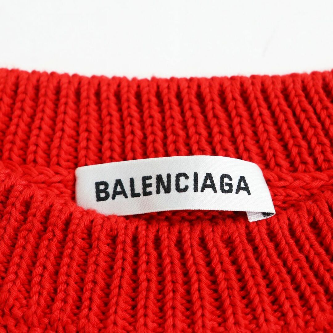 Balenciaga(バレンシアガ)の極美品●2020年製 BALENCIAGA バレンシアガ 599886 オールオーバーロゴ オーバーサイズ プルオーバー ニット/セーター 赤 XS 伊製 正規品 メンズのトップス(ニット/セーター)の商品写真