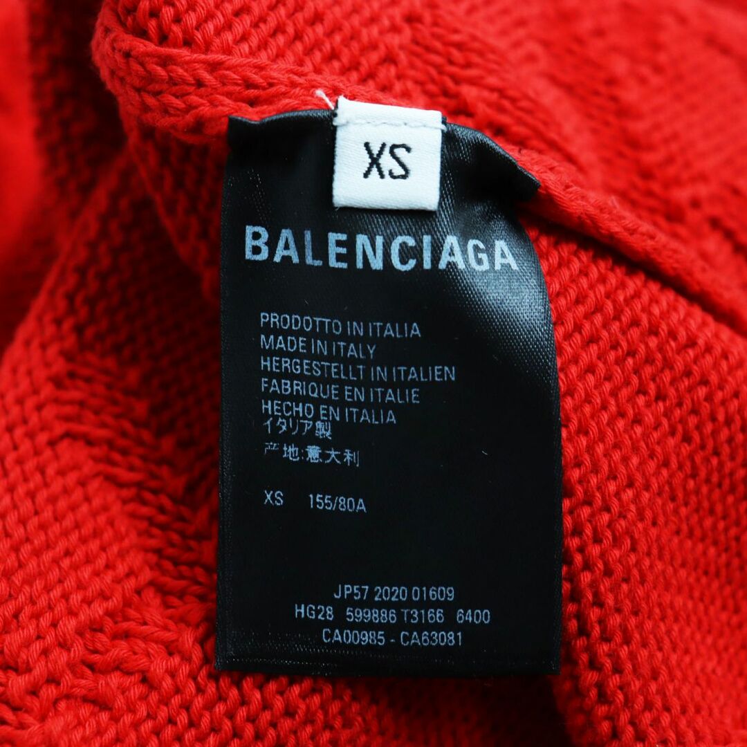 Balenciaga(バレンシアガ)の極美品●2020年製 BALENCIAGA バレンシアガ 599886 オールオーバーロゴ オーバーサイズ プルオーバー ニット/セーター 赤 XS 伊製 正規品 メンズのトップス(ニット/セーター)の商品写真