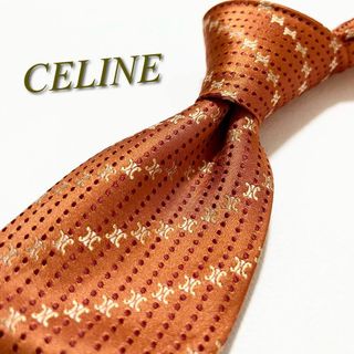 セリーヌ(celine)の【美品】セリーヌ ネクタイ マカダムストライプ柄 トリオンフ シルク イタリア製(ネクタイ)