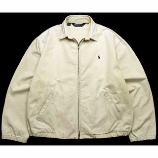 ポロラルフローレン(POLO RALPH LAUREN)の90s ポロ ラルフローレン ワンポイント チンスト付き コットンジャケット 薄茶 フェード M★ビンテージ スイングトップ ロゴ刺繍(ブルゾン)